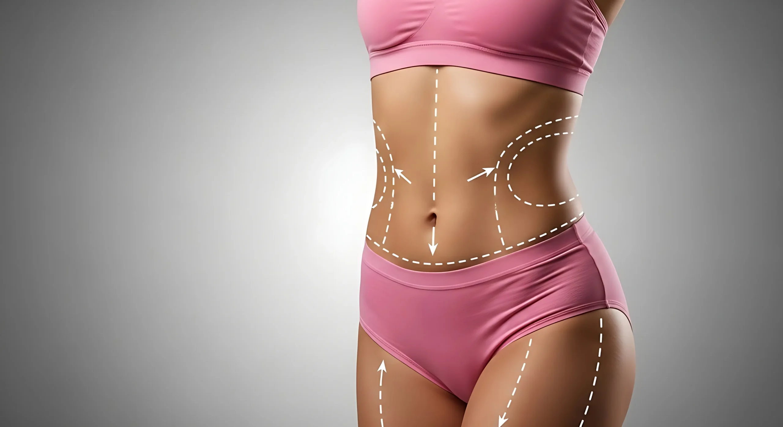 Systematic anatomical mapping of primary and secondary liposuction areas UK for circumferential contouring.