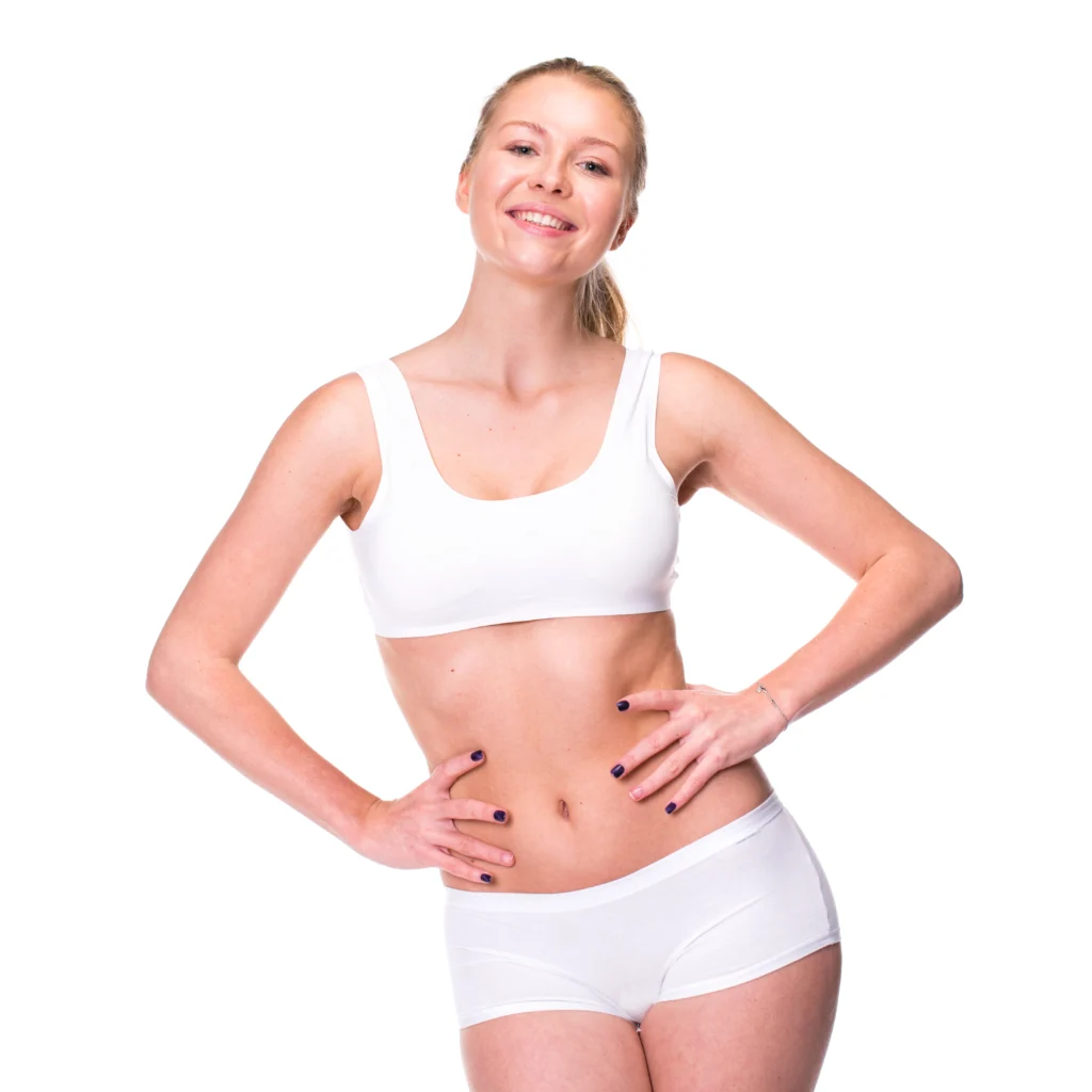 Surgical specialist evaluating abdominal wall integrity and skin elasticity for a tummy tuck UK candidate.