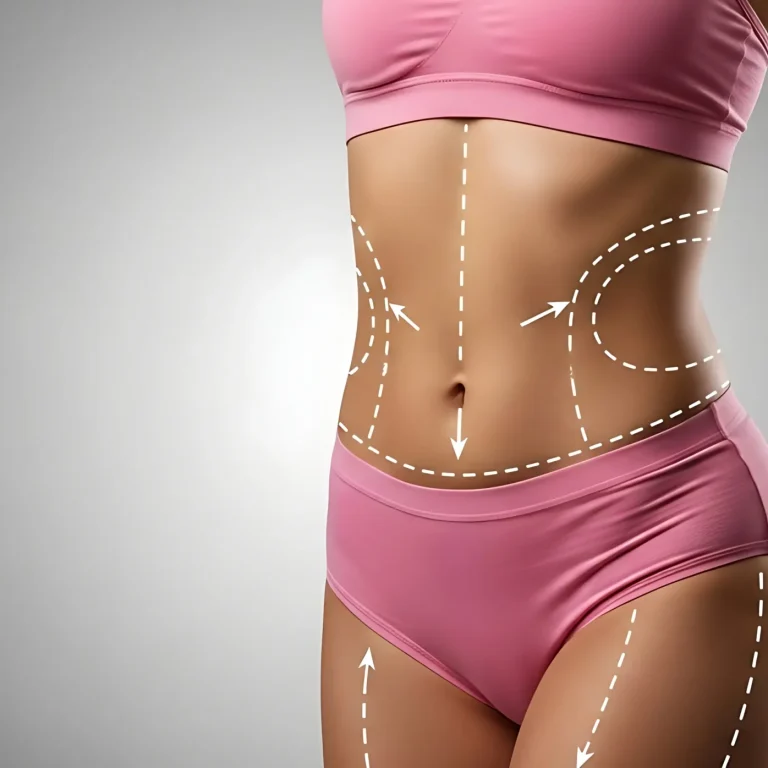 Systematic anatomical mapping of primary and secondary liposuction areas UK for circumferential contouring.